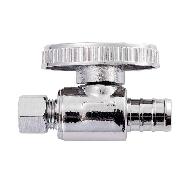 Litorange 2 Pack Premium Lead-Free Brass 1/2 Inch Pex x 3/8 Inch OD Compression Quarter Turn Straight Angle Stop Valve with 2 PCS PEX Clamp Ring - Image 4
